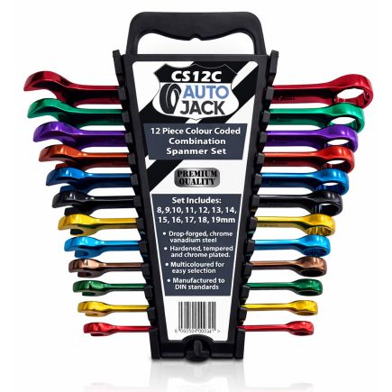 Autojack 12 Piece Multi-coloured Combination Spanner Set