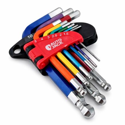 Autojack Mini Ball End Allen Hex Key Set 9Pc Multi Coloured Tools