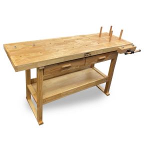 Lumberjack Heavy Duty Solid Wooden Woodworking Work Bench 2 Drawers & Vice