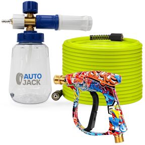 Autojack 3 Pack Stubby Lance 20m Hose & Snow Foam Cannon | High Pressure Jet Wash Kit Up to 5000 PSI | M22-14mm Quick Release for Karcher, Nilfisk, Stihl, Gerni, Bosch