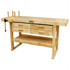 Lumberjack Heavy Duty Solid Wooden Woodworking Work Bench 4 Drawers & Vice