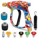 Autojack High Pressure Washer Gun 4000PSI with 5 Quick-Connect Nozzles M22-14mm Inlet, 1/4 Inch Outlet