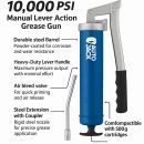 Autojack Heavy Duty Grease Gun, 10,000 PSI Lever Action, Bulk & Cartridge Loading, Air Release Valve, for Automotive, Agricultural, Industrial Use